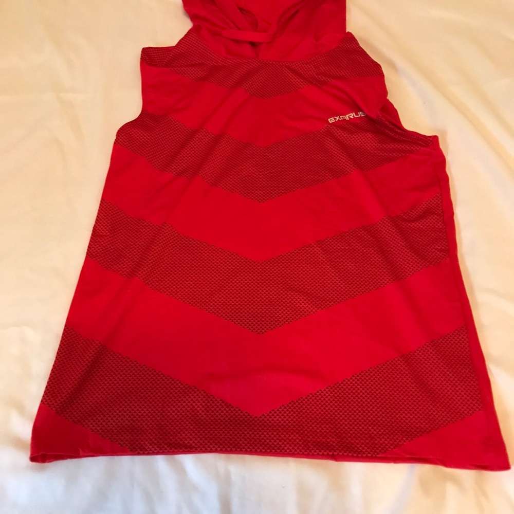 EXARUS boys red sleeveless tank top hoodie shirt size 12Y